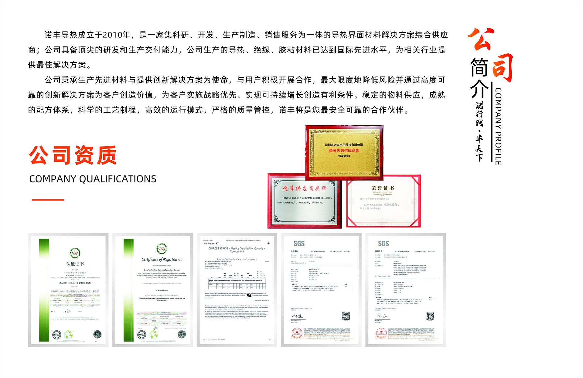 諾豐導熱介紹及公司資質展示 諾豐導熱介紹及公司資質展示